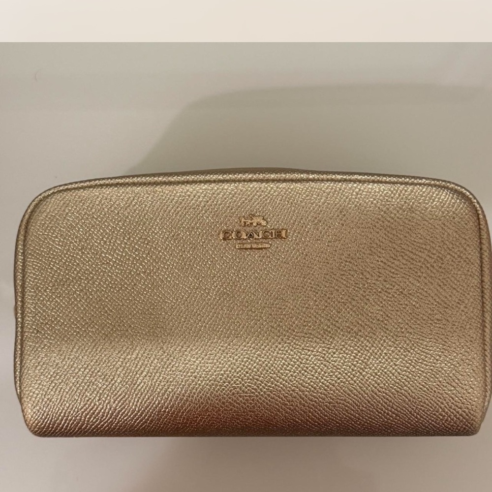Coach Gold Leather Cosmetic Bag